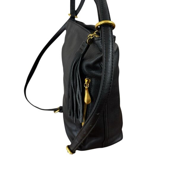 Hobo Convertible Bag Backpack Purse Black Soft Pebbled Leather Womens READ